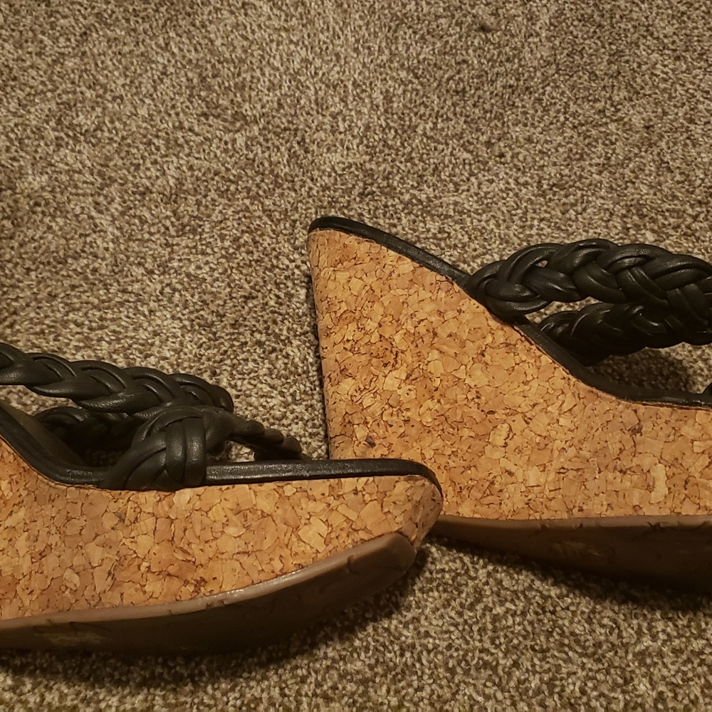 Jessica Simpson Black Leather Upper/Cork Wedges size 10 - Picture 6 of 6